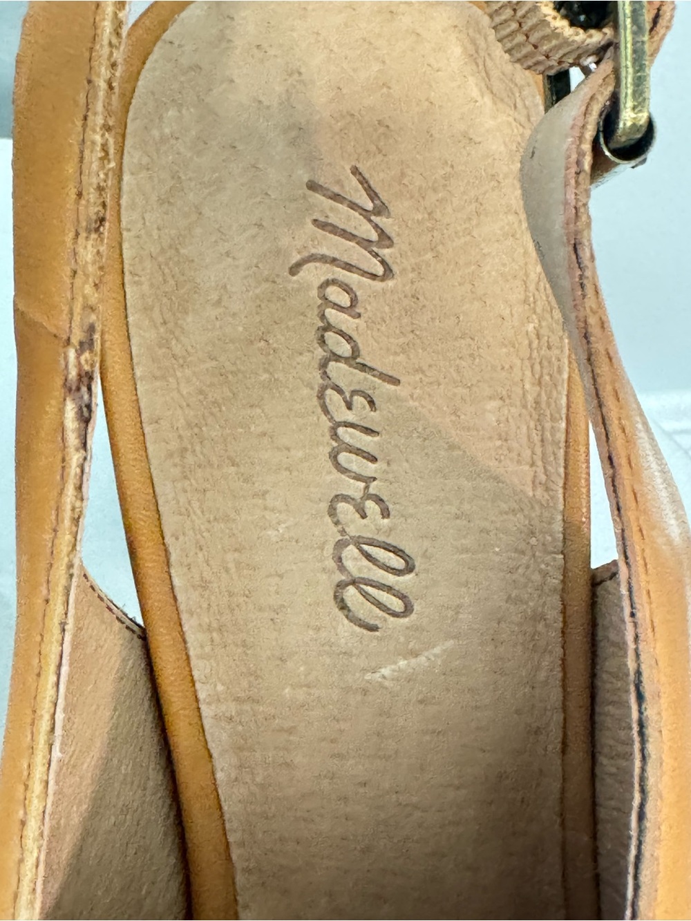 Madewell Cognac Slingback Open-Toe Block Heel Sandals Sz 10 - Picture 5 of 12